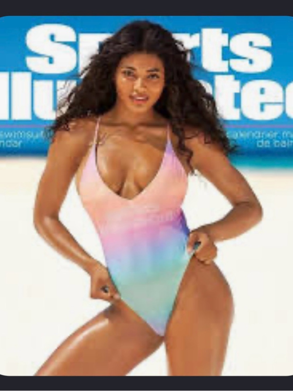 Sports Illustrated Women’s Gradient Pastel One-Piece Swimsuit - Pink to Blue sz8